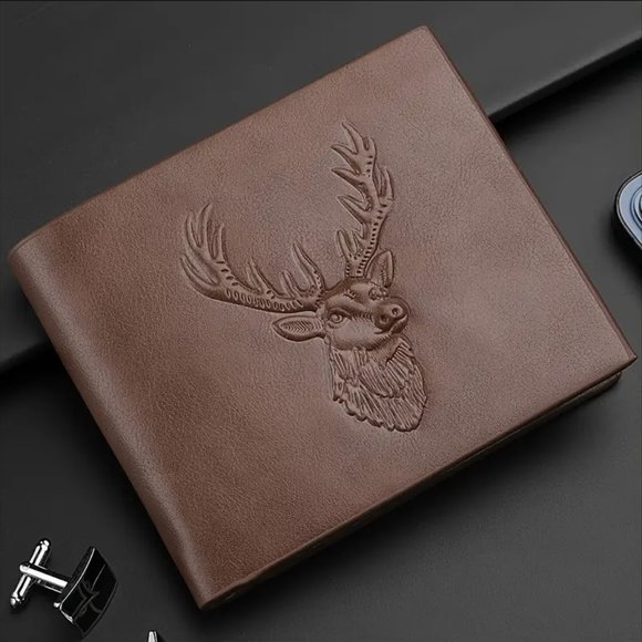Deer, Buck Brown Wallet - RFID Blocking, Credit Card ID, Bifold, Hunting, Nature - Picture 1 of 6